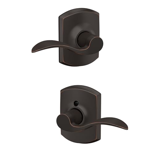 Image of SCHLAGE Accent Lever with Greenwich Trim Hall and Closet Lock in Aged Bronze