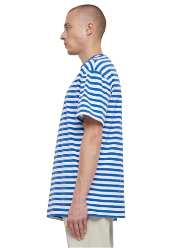 Urban Classics Camiseta de Rayas Regulares, Blanco y Azul Real, M para Hombre