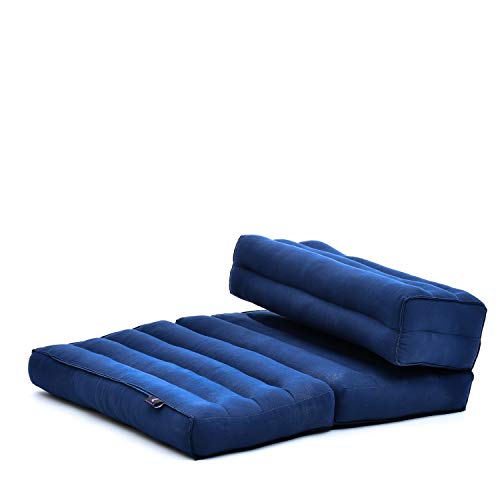 40% Off Discount LEEWADEE Foldable Floor Mattress – 2 in 1 Floor Meditation Mat for Yoga and Relaxation, Seating Futon with Eco-Friendly Kapok, 21 x 28 inches, Blue