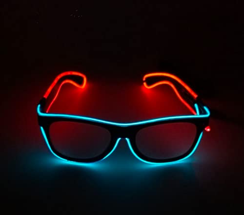 LED-Brille, Beleuchtete Rave-Brille LED-Party-Brille Beleuchtete Rave-Brille Batterie-LED-Brille für Halloween (Blau Orange) Cover