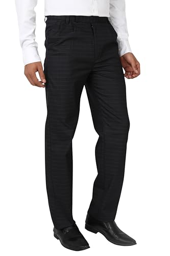 Image of Particle Pleat-Front Formal Trousers Checks Regular Fit Pants for Men, Waist Sizes 32-46
