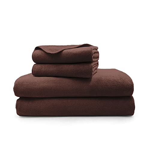 Image of Sassoon Venir Microfiber 4 Piece Towel Set 450 GSM (Cocoa Color) Ultra Soft Material, Towel for Daily use