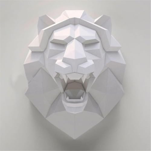 Artisanat géométrique lion 3D en papier rigide - Set de 2 pièces