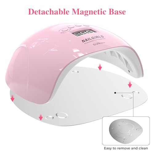 NAILGIRLS UV LED Nail Lamp, 220W Professional Nail Dryer for Gel Polish Curing Light Machine, with Automatic Sensor and LCD Display for Home and Nail Salon, 42 Dual Light Source Light Beads (Pink) - Image 4