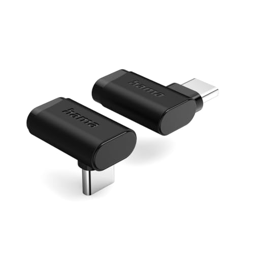 Hama USB-C-Winkeladapter 90&deg;, USB 3.2 Gen2, 10 Gbit/s, 5 A, 240 W, 2er Set