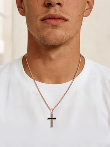 Image of U7 Cross Necklace for Men, Stainless Steel Silver Black Gold Mens Cross Necklace, 22-24 Inches