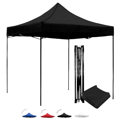 SALUD 360° Carpa Toldo 3x3 Reforzado Plegable Impermeable Facil Armado Y Transporte | para Jardín Casa Exterior Uso Rudo Acero Lona | Negro