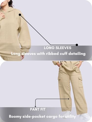 Image of GRECIILOOKS Co-ord Set for Women Stylish | Warm Hooded Hoodie & Pant Set | Winter Wear Womens Dress | Casual Travel & Loungewear Outfit | Oversized Loose Fit Winter Hoodie set