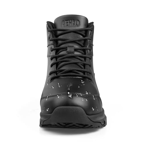 Image of Non Slip Work Boots for Men Slip Resistant Shoes for Chef Kitchen Restaurant Food Service Working Waterproof Ankle Boot Cotton-Padded Outdoor Walking Sneakers