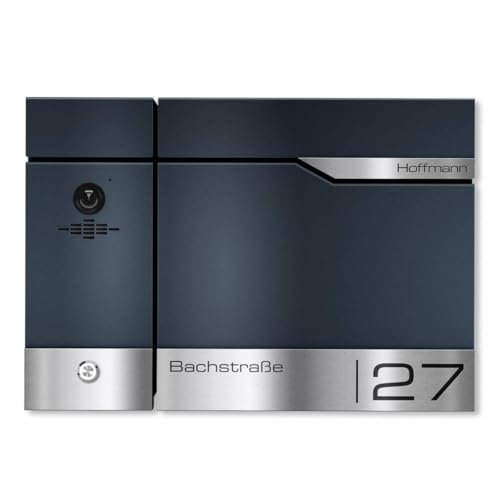 Metzler Briefkasten mit Video Türsprechanlage VDM10 2.0 und Zeitungsfach in Anthrazit RAL7016 - LAN/POE - Edelstahlleisten personalisiert mit individueller Lasergravur, Videosprechanlage Links