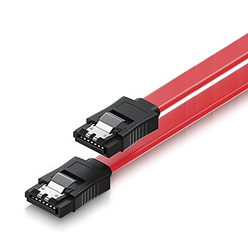 Ewent Câble SATA III, Vitesse 6 Gbits avec Clips en métal, SATA L-Type Rouge Rouge 30 cm