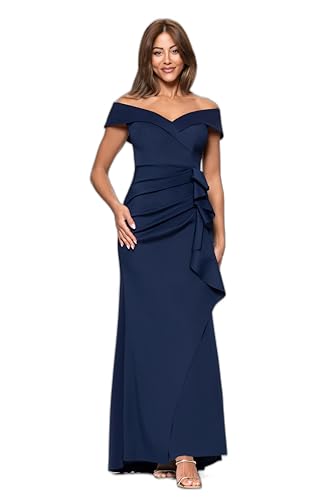 Xscape Women's Long Off Shoulder Sweetheart Neck Side Ruffle Gown (Reg and Petite) - Main Image