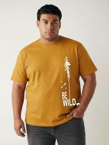 Image of Toodlegram - 100% Pure Cotton Plus Size T Shirt for Men- Regular Fit - Half Sleeve Roundneck Stylish Tshirt - Graphic Printed Be Wild (Size - 2XL to 10XL)