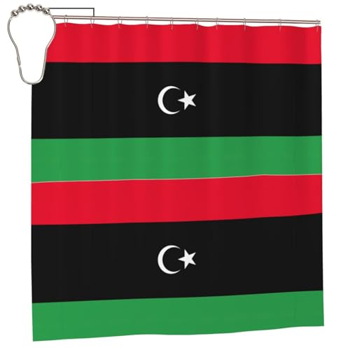 Rideau de douche drapeau libyen lavable pour stopper les éclaboussures de bain - 2