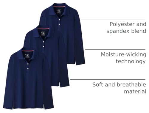 Image of Liberty Pro 3 Pack Youth Girls Long Sleeve Golf Polo Shirts