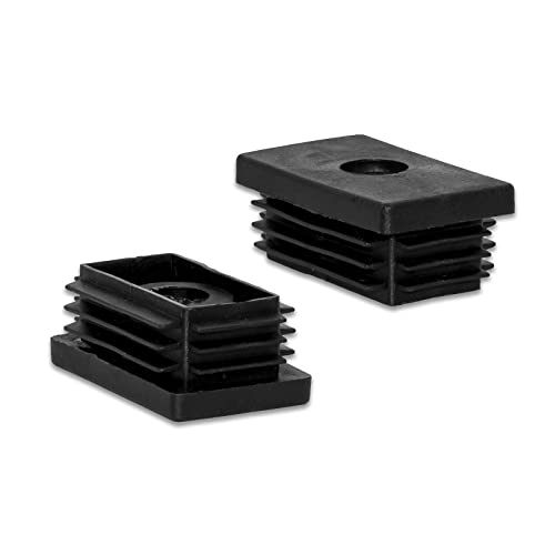 Image of Flyshop Black M10 Threaded Plastic Plugs Rectangle Tube End Caps Tubing Plugs Inserts Furniture Glider 30 mm x 50 mm 4 Pcs