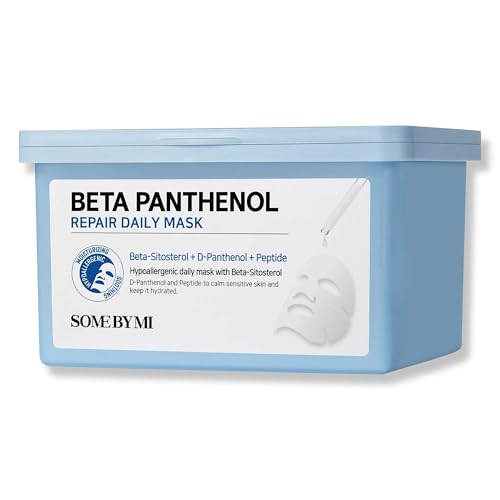 SOME BY MI Beta-Panthenol Repair Daily Mask - 30 Sheets, 11.8Oz - Daily Vegan Korean Face Sheet Mask for Skin Barrier Recovery - Hydrating and Moisturizing Skin Care with Panthenol - Korean Skin Care