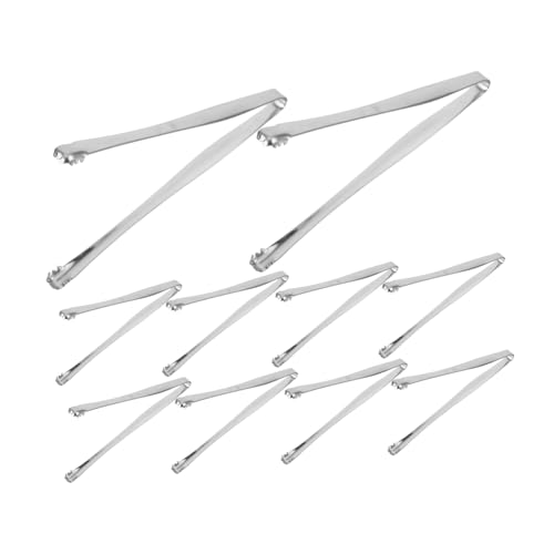 Mikinona 12 Piezas Pinzas con Dientes para Membrana de Huevo Acero Inoxidable Resistente Mango Antideslizante para Servir Hielo Cáscara y Azúcar Cocina y Cafetería