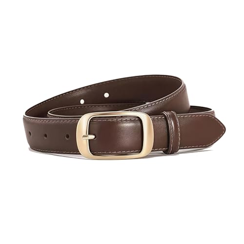 Soft And Comfortable Womens Belt With Gold Buckle,Leather Belt Accessories For Jeans Pants Ladies Dress Waist Belt