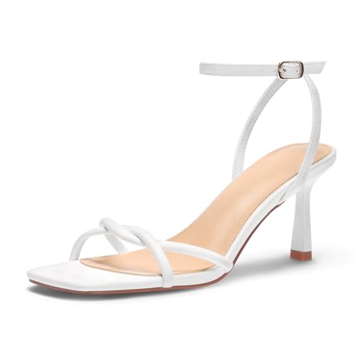Image of Womens Sandals Strappy Kitten Heels for Women Square Open Toe Strappy Heels Comfortable Heels for Party, Wedding and Daily Wearing,