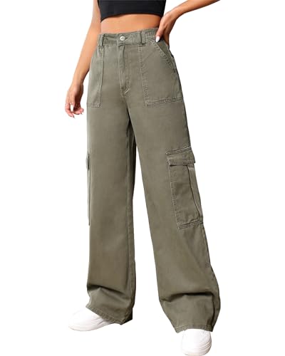 Cargo Pants Women High Waist Baggy Cargo Jeans Relaxed Fit Y2K Streetwear Pants Casual Combat Military Trousers.4