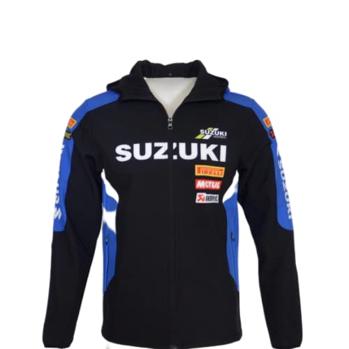 SPONYBORTY Veste à capuche combinaison de course Cardigan pour Su-ZUki Sweat-shirt zippé pour hommes Vêtements de cyclisme Moto Garçons/A/L