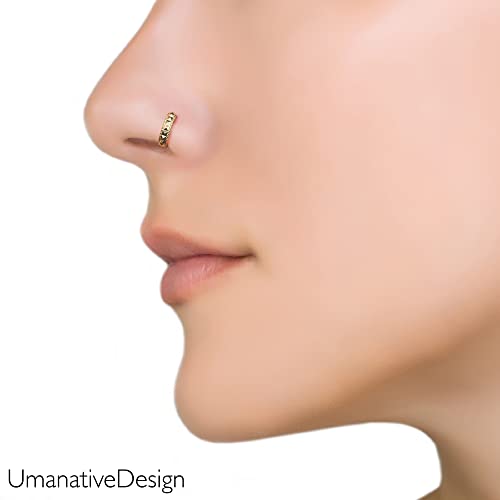 Pyramid Nose Ring Hoop, Nose Clicker Hoop, Geometric Nose Ring, Handmade Edgy Body Jewelry By Umanative Design (18K Gold Vermeil) #TOP1