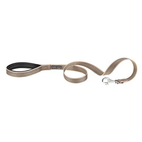 Ferplast Guinzaglio per Cani Daytona Deluxe, Guinzaglio per Cani Taglia Grande in Nylon, 120 cm. Riflettente con Impugnatura Imbottita, Moschettone in Metallo e Porta Sacchetti Igenici. Marrone-Nero