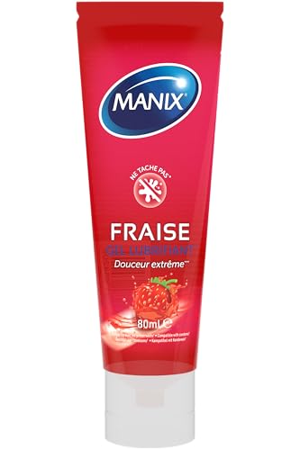 MANIX Fraise : Lubrifiant Intime (80mL) Goût Fraise / Compatible avec les Préservatifs