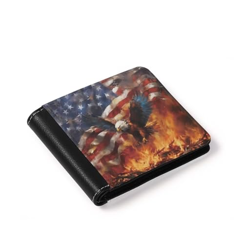 LedBack Men's Bifold Wallets Eagle Flag Pattern Slim PU Leather RFID Blocking Wallet for Men4