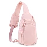 Sling Bag Nylon Crossbody Bags for Women with Anti-theft RFID Blocking Pocket and Water Bottle Holder Cross Body Travel Purse with Adjustable Shoulder Strap, Pink