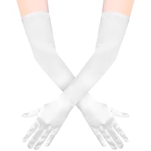 Gants Blanc Satin Élégants pour Festival et Soirée (Occasion Bon)