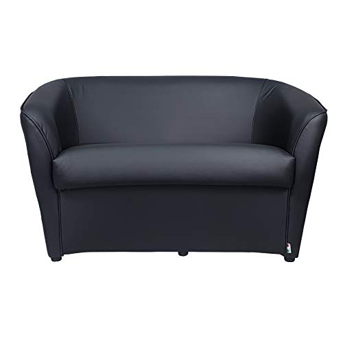 Totò Piccinni Divano POZZETTO 2 posti Alta QUALITA' Made in Italy A.76xL.123xP.67cm (Ecopelle Nero)