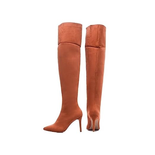 Bota Feminina Over Bico Fino Cano Longo Salto Alto Marrom Torricella Cor:Marrom;Tamanho:36