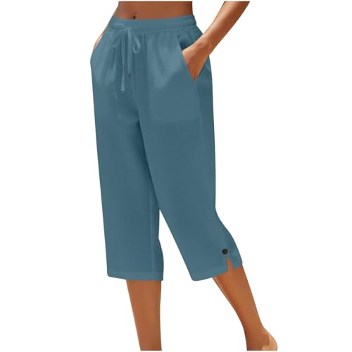 Pantalon 7/8 décontracté femme coupe ample fluide style casual chic