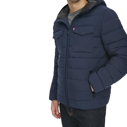 Image of Water Resistant Performance Stretch Hooded Puffer Jacket