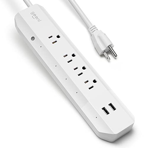 Image of Geeni Surge 4-Outlet, 2 USB Smart Extension Cord, Surge Protector Cord Extender, Compatible with Alexa and Google Assistant, Requires 2.4 GHz Wi-Fi, 3 Feet