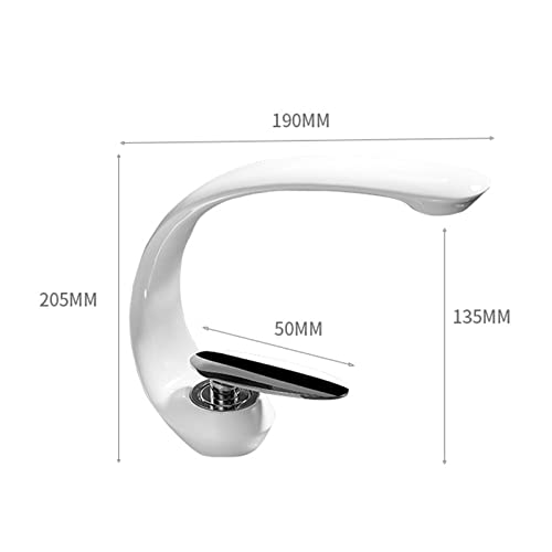 Robinet d'évier de salle de bain monotrou blanc au design épuré - 4