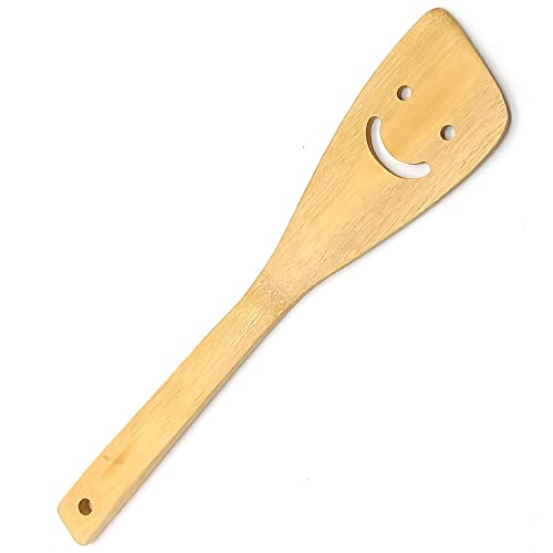 2-Piece 12-Inch Smile Bamboo Wooden Spoons & Spatula Kitchen Cooking Tools For Nonstick Cookware And Wok #TOP5