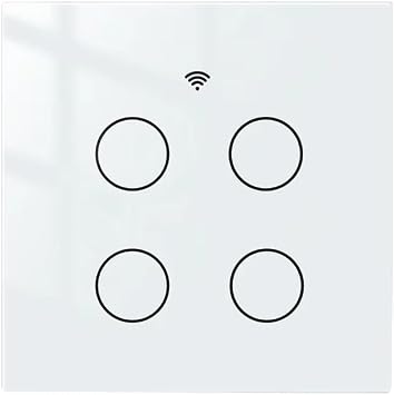Zigbee Wall Touch Smart Light Switch with Neutral/No Neutral No Capacitor Smart Life Tuya Voice Control Voice Control White Light Switch ZigbeeNeed Gateway#4-Gang#EU 86x86m