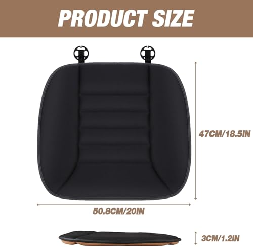 MYFAMIREA Car Seat Cushion Pad 1.2" Thick Comfort Seat Protector for Car Driver Seat Office Chair Home Use Memory Foam Seat Cushion with Non Slip Bottom, 20'' x 18.5'', Black - Thumbnail 2