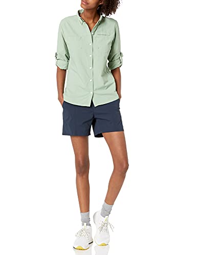 Amazon Essentials Women's Long-Sleeve Classic-Fit Outdoor Shirt With Chest Pockets, Light Green, Large #TOP3