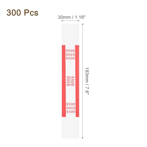 QUARKZMAN Pack of 300 Geldband-Bündel, selbstklebende Geldumschläge Geldbänder Geldbündel zur Organisation von Geldscheinen, 7,6x1,18 Zoll, Rot