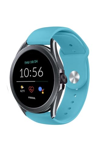 bbtech Fossil Women's Sport/Charter HR 18 mm Standart Silikon Kordon Klasik Kayış Esnek 18 mm Band; Turkuaz