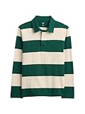 GAP Boys Long Sleeve Rugby Polo Green Stripe L