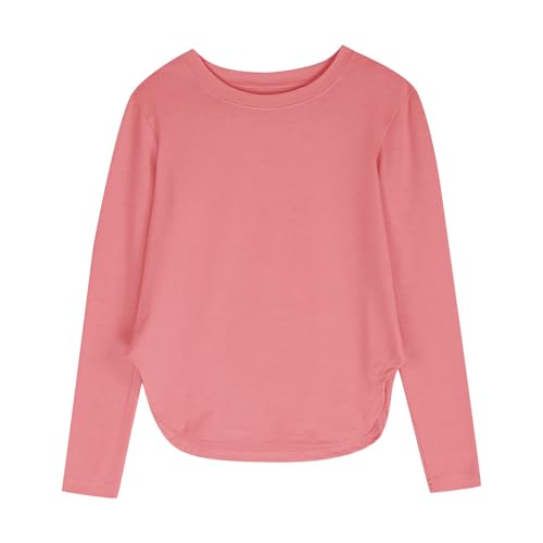 Girls Long Sleeve Curve Hem Tunic Tops Crewneck Soft Shirts Side Slit Tee Loose Shirt Blouses Personalized Clothing4