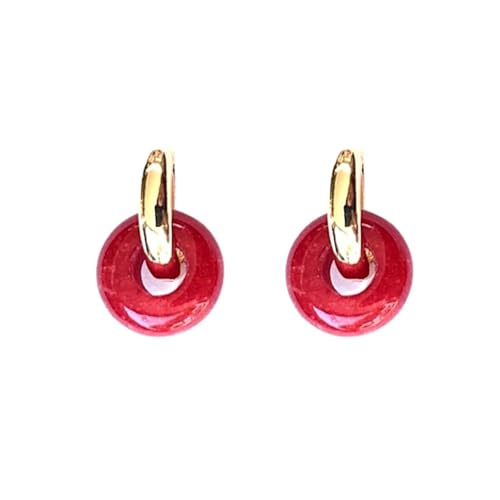 Boucles d’Oreilles Créoles Femme Plaquées Or ou Platine avec Pierres Naturelles – Boucles Pendantes Élégantes avec Gemmes Semi-Précieuses – Idée...