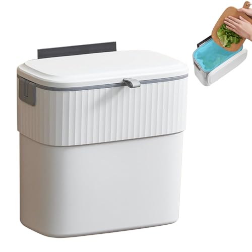 Generisch Cubo de basura de cocina, cesta de basura y contenedor colgante con tapa, cubo de basura montado en la pared - Para el hogar, oficina, coche, cocina, cuarto de baño