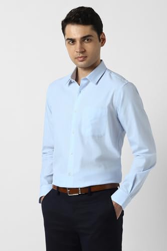 Image of Men Light Blue Regular Fit Full Sleeves Formal Shirt