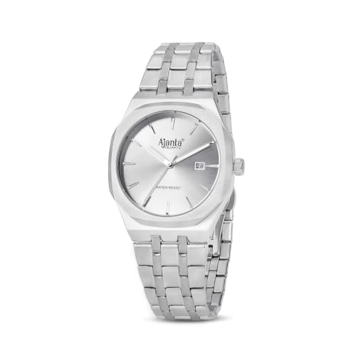Image of Ajanta Quartz Vertex Dial Stainless Steel Date Display Watch for Men